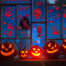 NEBURORA 6 Sheets Terror Bloody Handprint Footprint PVC Window Stickers Spooky Wall Decal and Floor Stickers for Halloween Decorations Party Decorations