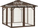 Replacement Gazebo Mosquito Netting 10' x 10',Universal Netting for Canopy Tent,4-Panel with Zipper for Outdoor Patio,Backyard (Mosquito Net Only,Brown) by GreenHaven Gardens