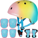Kids Bike Skateboard Helmet Pad Set,Toddler Cyling Protective Gear Knee & Elbow Pads Wrist Guards for 5-8-10-12-14-16 Years Girls Boys Bicycle Scooter Roller Skate Inline Skating Rollerblading by TinyTreasures Baby Boutique