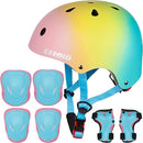 Kids Bike Skateboard Helmet Pad Set,Toddler Cyling Protective Gear Knee & Elbow Pads Wrist Guards for 5-8-10-12-14-16 Years Girls Boys Bicycle Scooter Roller Skate Inline Skating Rollerblading by TinyTreasures Baby Boutique