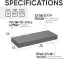 Homeforia Gray Floating Bathroom Shelves, High End Solid Real Wood 16 inch Small Floating Shelf for Wall Mounted, Grey Wooden 16 in Floating Shelves, Heavy Duty Bracket, 16 X 6.5 X 1.75 inch, Set of 2 by CozyNest Decor