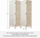 White Room Divider, Temporary Wall with Double Hinges, 5.6 Ft Tall Folding Louver Wood Screen for Home Office Bedroom Hotel Decoration (4 Panels, White-Washed) by CozyNest Decor