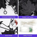 Joyhalo 2 Pack Halloween Garland with Lights, Black Maple Leaves Lighted Garland for Mantle, 5.7FT Light Up Leaf Autumn Vines Outdoor for Door Frame, Fireplace and Thanksgiving Fall Decor by CozyNest Decor