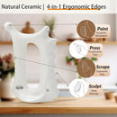 6-in-1 Ceramic Gua Sha Tool for Face & Body - Manual Facial Massage for Lymphatic Drainage, Jaw Lifting, Puffiness Care, Neck Massage for Stress Relief at Home, Self Care Gift for Mum Wife White by CozyNest Decor