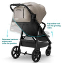 Mompush Nova Baby Stroller for Toddler, Infant & Newborn | Spacious Seat & Lie-Flat Mode | Compact One-Hand Fold, UPF 50+ Canopy & All-Wheel Suspension | Includes Rain Cover & Cup Holder, Khaki by TinyTreasures Baby Boutique