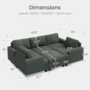 Nolany Modular Sectional Couch with Storage Ottoman, Corduroy Sleeper Sectional Sofa with Chaise, Sectional Couches for Living Room, Green by CozyNest Decor