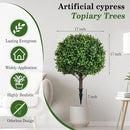 Artificial Olive Leaf Boxwood Topiary Ball Trees, Set of 2 UV Resistant 16in Outdoor Plants – Artificial Bonsai, Miniature Trees, Garden, Curb Appeal by GreenHaven Gardens