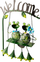 Frog Solar Light Garden Outdoor Decoration Swing Metal Stake Lamp with Welcome Sign Waterproof Patio Yard Decor Gifts-48 inch by CozyNest Decor