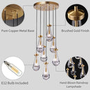 7 Light Raindrop Chandeliers, Brass Teardrop Cluster Pendant Lights Kitchen Island, Gold Dining Room Chandeliers Over Table Hanging Pendant Lighting for High Ceiling, Entryway Staircase by CozyNest Decor