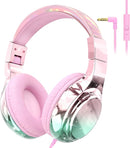 QearFun Kids Headphones Wired with Mic, 85/94dB Safe Volume Limit, Foldable Over Ear, Tangle-Free Cord & Sharing Port, Wired On-Ear Headset for School, Chromebook, Tablet, Travel - Boys & Girls by TinyTreasures Baby Boutique
