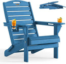 Folding Adirondack Chair HDPE All-Weather Adirondack Chairs with Cup Holder, Outdoor Fire Pit Chairs Lawn Chair for Deck Patio Garden (NavyBlue) by GreenHaven Gardens