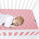 Waterproof Crib Mattress Protector Pad Cover 28" x 52", Anti Slip & Absorbent Waterproof Bed Pads for Standard Crib/Toddler Bed Quilted Machine Washable (Quilted Improved Thickness) Pink by TinyTreasures Baby Boutique