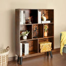 LEYAOYAO Cube Bookshelf 3 Tier Mid-Century Rustic Brown Modern Bookcase with Legs,Retro Wood Bookshelves Storage Organizer Shelf,Freestanding Open Book Shelves for Bedroom,Living Room,Office by CozyNest Decor