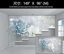 WFBHUA-Blue Floral Wallpaper Mural Modern Peony Flower Wallpaper Large 3D Art Living Room Bedroom Bathroom Wall Mural Decor (Not Peel and Stick) by CozyNest Decor
