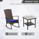 Outdoor Rocking Chairs Set - 3 High-Backed Patio Rockers with Bistro Table & Anti-Slip Cushions, Dark Blue by GreenHaven Gardens