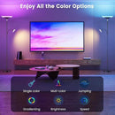 RGB Torchiere Floor Lamp - 2 Way Dimmable LED Standing Lamp with Remote&Button Control, 34W Rotatable Floor Reading Light, 72'' Tall Modern Corner Lamp for Living Room Bedroom Office, Black by CozyNest Decor