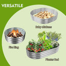 60X32X12 Inches Oval Galvanized Metal Garden Raised Bed/Plant Box for Planting,32 Inches Diameter Iron Fire Pit Ring,Small Animal Fence-3 in 1 Modular Design in Silver (5X2.7X1 FT, Oval) by GreenHaven Gardens