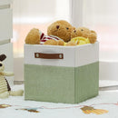 HNZIGE Fabric 11x11 Cube Storage Bins, Set of 4, Foldable Storage Cube Bin Baskets for Shelves with Handles, Bins for Cube Organizer Home Toy Nursery Closet(Green White) by TinyTreasures Baby Boutique
