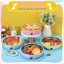 Nuogo 4 Pcs Stainless Steel Baby Suction Plates with Removable Silicone Shell 2-in-1 Metal Toddler Bowl Divided for Picky Eaters Kid Feeding Led Weaning Supply, Dishwasher Safe (Macaron Series) by TinyTreasures Baby Boutique