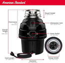 American Standard 10-US-AS-5-HD Garbage Disposal Anti-Jam Stainless Steel Food Waste Grinding System, Heavy Duty, 1/2 HP, Black