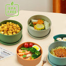 XU&PEIQI Silicone Lunch Bowls Bento Box with Lid Round Food Containers Microwave Refrigerator Safe Bowls Fruit Container Sealed Against Leakage,BPA-Free. 24 oz.(Baby blue) by TinyTreasures Baby Boutique