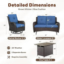 4 Piece Patio Furniture Set with Fire Pit Table - 41inch 50000 BTU Propane Fire Pit Table with High Back Loveseat Glider Chair and 2 Swivel Rocker Chair for Casual Gathering by GreenHaven Gardens