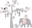 Lambs & Ivy Happy Jungle Pink/White Safari Nursery 5-Piece Crib Bedding Set by TinyTreasures Baby Boutique