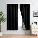 XWZO 100% Blackout Curtains 63 Inches Long with Tiebacks - Heat and Full Light Blocking Thermal Insulated Window Panels for Bedroom/Office, Rod Pocket, Black, W52 x L63, Set of 2 by TinyTreasures Baby Boutique