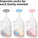 3Pcs Hanging Laundry Bags for Socks with S Hooks, 3 Color Mesh Laundry Bags for Washing Machine by TinyTreasures Baby Boutique