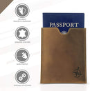 WANDERINGS Leather Passport Holder - Ideal for Travel - Handmade Genuine Leather Wallet with Passport Pocket and Card Slots - RFID Blocking for Security Against Data Theft by TinyTreasures Baby Boutique