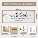 With God All Things are Possible Framed Wall Art, 40''×15'' Natural Religious Rustic Bible Verse for Christian God Jesus Christ Prayer, Holy Positive Horizontal Inspirational Catholic Scripture Decor by CozyNest Decor