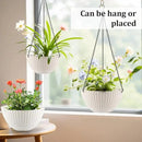Hanging Planters for Indoor Outdoor Plants 8/10 Inch, 4 Packs Plant Hanger with Drainage Holes, Hanging Basket Flower Pot Perfect for Home, Office and Garden,White by GreenHaven Gardens