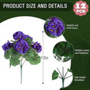 Hananona 12 Pcs Artificial Geranium Flowers for Outdoors Silk Purple Geranium Flowers Outdoor UV Resistant Plants Faux Flower for Home Kitchen Table Centerpieces Front Door Patio Decor (12, Purple) by CozyNest Decor