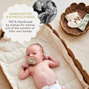 BEBE BASK Premium Baby Changing Basket - Artisan-Crafted Scalloped Rattan - Changing Basket for Baby Dresser - All Accessories Included - Complete Set for Nursery (Mocca) by GreenHaven Gardens