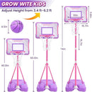 Meland Kids Basketball Hoop, Pink Basketball Hoop for Kids Toddler Basketball Hoop Outdoor & Indoor with Dart Board, Adjustable Height 3.4-6.2FT Birthday Gift Toys for Girls 3 4 5 6 7 8 Years Old by TinyTreasures Baby Boutique