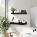 16"x6.8"x1.6" Slanted Floating Wall Shelves 2-Pack - Rustic Black Finish, Heavy-Duty Solid Wood Design with Hidden Brackets - Perfect for Living Room, Kitchen, Bathroom, or Office by CozyNest Decor