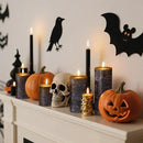 Halloween Flameless Candles, 4 Pack Battery Operated Halloween Candles with Remote, Wax LED Fake Pillar Candles Fireplace/Shelf Decor D3 H 5" 6" 7" 9" Black by CozyNest Decor