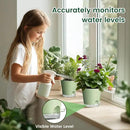 4 inch Self Watering Pots for Indoor Plants, 5 Pack Small Flower Plant Pots with Drainage Holes and Clear Reservoirs, Visible Water Level, Plastic Planters with Wicking Rope, Green by GreenHaven Gardens