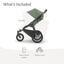 UPPAbaby Ridge Jogging Stroller/Durable Performance Jogger with Never-Flat Tires/Built for Walking, Running, Hiking/Water Bottle Holder & Basket Cover Included/Gwen (Green Mélange/Carbon Frame) by TinyTreasures Baby Boutique