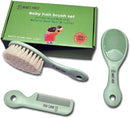 3 Piece Baby Hair Brush & Comb Set for Newborns- Soft Goat Bristle Hair-Brush, Silicone Bath Brush and Plastic Comb for Infant, Toddler, Kids - Baby by TinyTreasures Baby Boutique