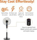 Amazon Basics 16" Pedestal Fan with Remote, Floor Fan, Standing Fan for Bedroom, Living Room, Office, with 3 Speeds, 3 Modes, Timer, Dual-Layered Blades, Adjustable Height, Tilt Head, 60W, Black by CozyNest Decor