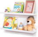 Picture Ledge Shelf for Wall, 24 inch Solid Pine Wood Nursery Book Shelves 2 Packs, Floating Ledge Shelves for Kids' Room Bedroom Bathroom Living Room Photo Frames Office Nursey Wall Decor, White by TinyTreasures Baby Boutique