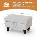 Ottoman Rectangular Storage Ottoman Bench, Flannel Footrest Stool Footstool with Lid for Living Room, Bedroom, Entryway, Khaki, 28.5"x19"x17.5" by CozyNest Decor