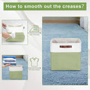 13x13 Cube Storage Bins, Collapsible Fabric Storage Box, 4 Pack Closet Baskets with Handles for Organizing, Shelf, Toys, Clothes, Home, Office, Nursery (Green&White) by CozyNest Decor