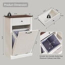 Modern Tilt-Out Trash Can Cabinet, 10 Gallon Fluted Laundry Hamper Cabinet with Drawers, Wooden Hidden Garbage Can Cabinets with Storage Basket, Free Standing for Kitchen and Living Room, White by CozyNest Decor