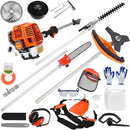 Weed Eater Gas Powered 52cc - 2 Cycle, 5 in 1 Grass Trimmer, Gas Hedge Trimmer, String Trimmer, Brush Cutter, Pole Saw with Extension Pole, Multi Functionallandscaping Tools & Equipmen (Red2) by GreenHaven Gardens