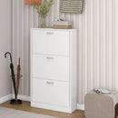 Shoe Storage Cabinet with 3 Flip Drawers, Narrow Shoe Cabinet Freestanding Slim Shoe Storage Organizer for Entryway, Hallway, Entrance, Bedroom, Living Room, White by CozyNest Decor