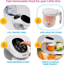 EVLA'S Baby Food Maker, Steamer, Blender, Baby Food Processor for Healthy Homemade Baby Food in Minutes, Touch Screen with 6 Reusable Food Pouches, Baby Registry Essential, White by TinyTreasures Baby Boutique