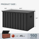 PURPLE LEAF Outdoor Deck Box 160 Gallon Waterproof Lockable Storage Box Container with Lid Deck Organization for Patio Cushions Side Table Pool Accessories Garden Tools, Gray