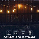 LUXRITE 24FT LED Outdoor String Lights, Commercial Grade Waterproof, 12 Edison S14 Shatterproof Bulbs, IP65, Decorative Hanging for Patio, Backyard, Garden, Cafe, Balcony